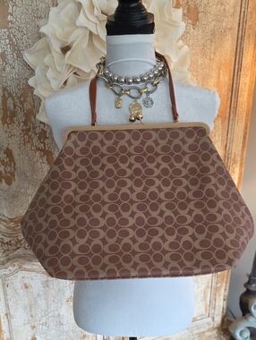 Brown Tan Satchel with Tan  Handles